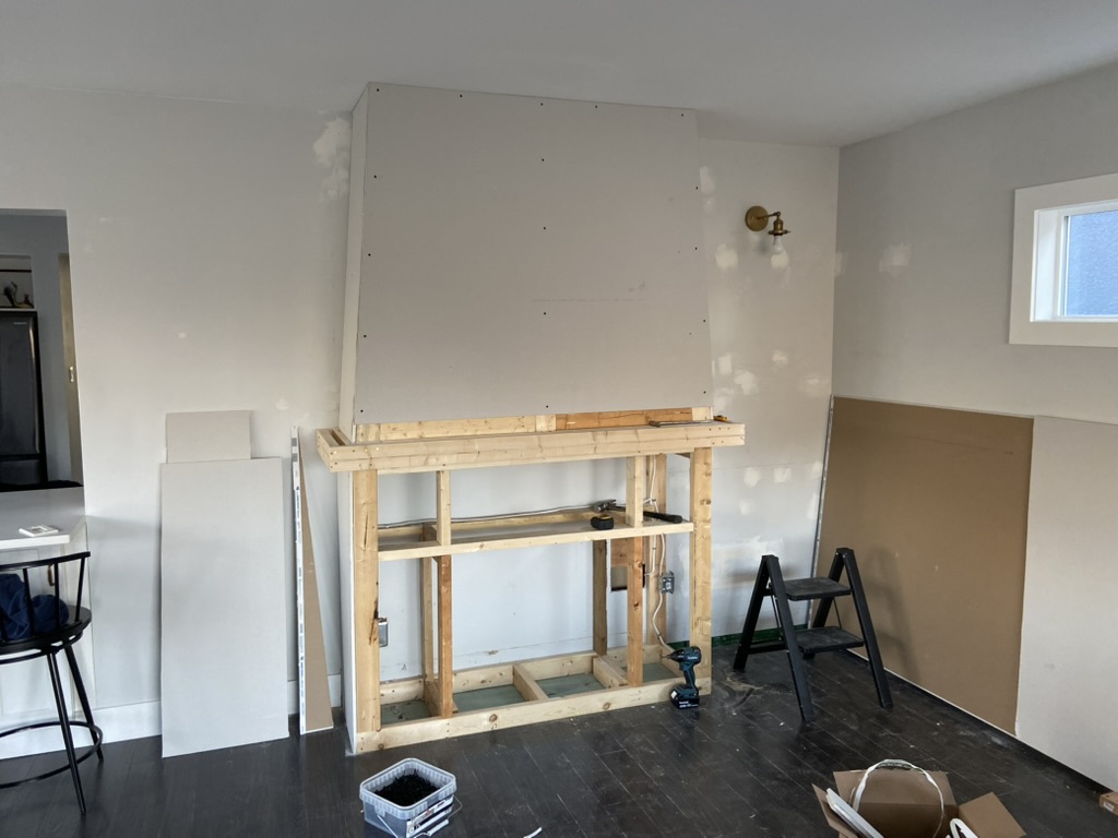 Fireplace during renovation